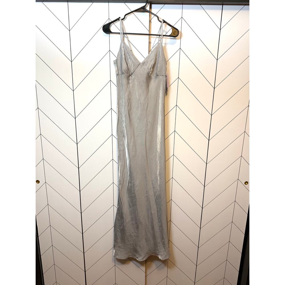 Wild Fable Womens Small Gray Silver Iridescent Slip Spaghetti Strap Dress New